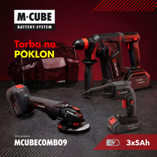 Fotografija M-CUBE Baterijski gipsar + SDS + Brusilica + 3x5Ah